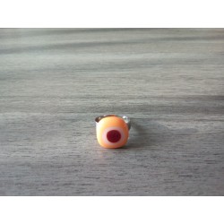 Fancy ring glass fusing orange white red stainless steel