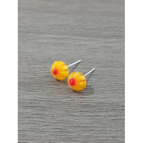 Boucles d'oreilles puce verre fusing millefiori jaunes