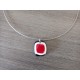 collier de verre fusing noir blanc et rouge