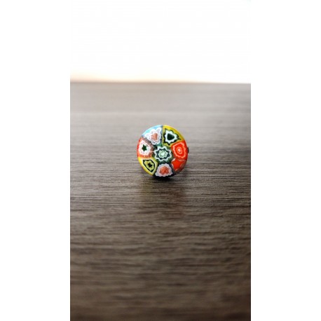 Ring glass fusing blue orange red millefiori