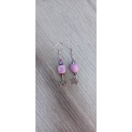 Boucles d'oreilles étoile céramique violettes