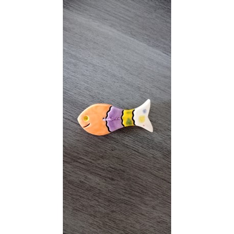 Broche poisson coloré en faïence artisanale sur acier inoxydable made in france vendée