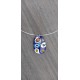 Pendentif femme en verre fusing millefiori coloris bleu foncé créatrice bijoux artisanaux vendée