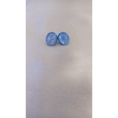 Boucles d'oreilles puce verre fusing bleu Dichroic acier inoxydable