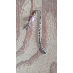 Ceramic pink and silver metal bookmark
