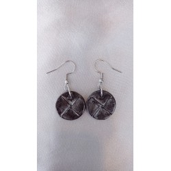 Boucles d'oreilles fantaisie céramique rondes terre noir