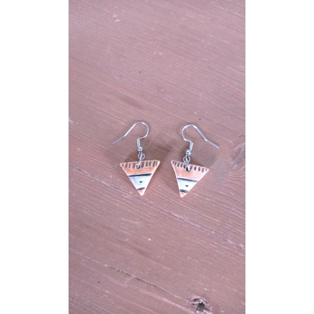 Boucles d'oreilles faïence triangle orange