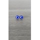 Boucles d'oreilles puce verre fusing millefiori bleu transparent