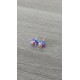 Boucles d'oreilles puce verre fusing millefiori bleu fleurs