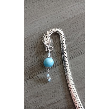 Ceramic turquoise and silver metal bookmark