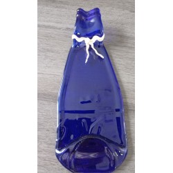 Repose cuillère bleu en bouteille de verre recyclé, fondue en Vendée 