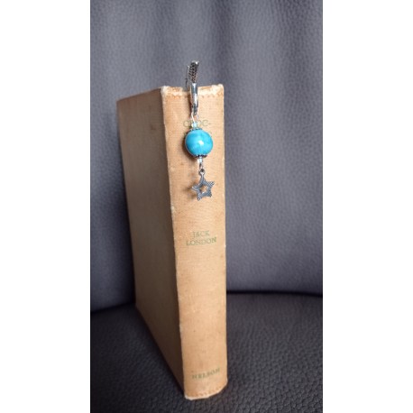 Ceramic turquoise and silver metal bookmark