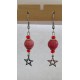 Boucles d'oreilles céramique rouge étoile