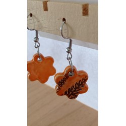 Boucles d'oreilles céramique orange fleurs