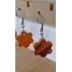 Boucles d'oreilles céramique orange fleurs