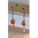 Boucles d'oreilles céramique orange et lune