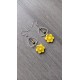 Boucles d'oreilles fantaisie céramique fleur jaune