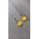 Boucles d'oreilles fantaisie céramique fleur jaune