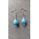 Boucles d'oreilles céramique perles bleu jade acier inoxydable