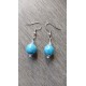 Boucles d'oreilles céramique perles bleu jade acier inoxydable