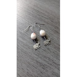 Boucles d'oreilles éléphants céramique blanches