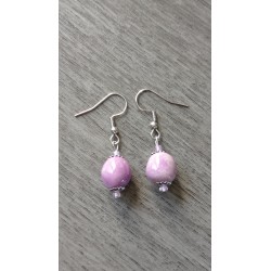 Boucles d'oreilles céramique violettes perles