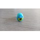 Bague fantaisie verre fusing bleu turquoise jaune acier inoxydable