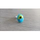 Bague fantaisie verre fusing bleu turquoise jaune acier inoxydable