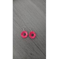 Boucles d'oreilles coquelicots rouge céramique