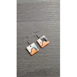 Boucles d'oreilles faïence orange crème