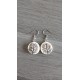 White and flower round ceramic earrings