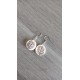 White and flower round ceramic earrings