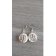 Boucles d'oreilles céramique rond blanc impression feuilles